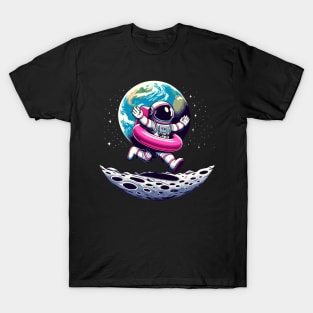 Pool Party Astronaut Pink Float Funny Space T-Shirt